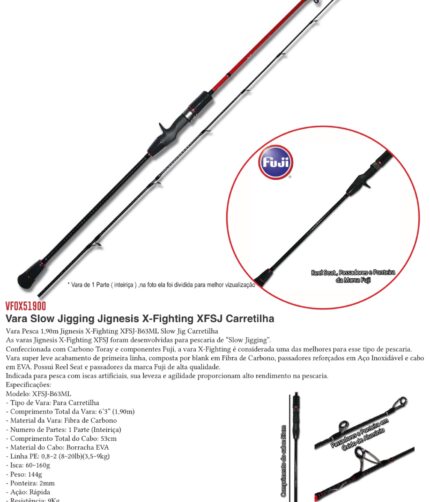 Vara jignesis slow jigging carretilha 63ml
