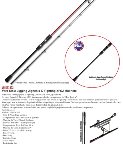 Vara jignesis slow jigging molinete 63m